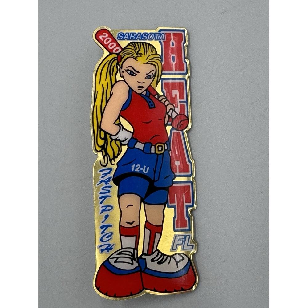 Vintage 2000 Sarasota Fl. Heat Fastpitch U-12 Baseball Softball Lapel Pin